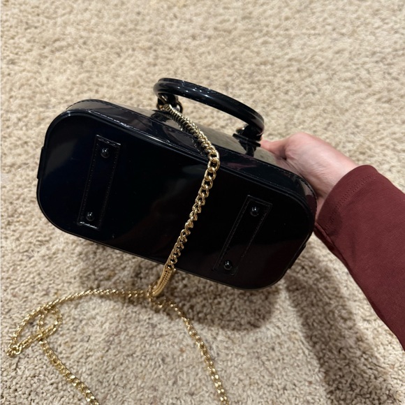 Black Jelly Handbag with Gold Chain - Picture 4 of 5
